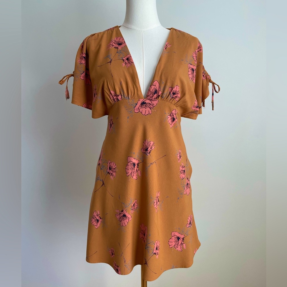 Free People Floral Dress in Orange and Pink